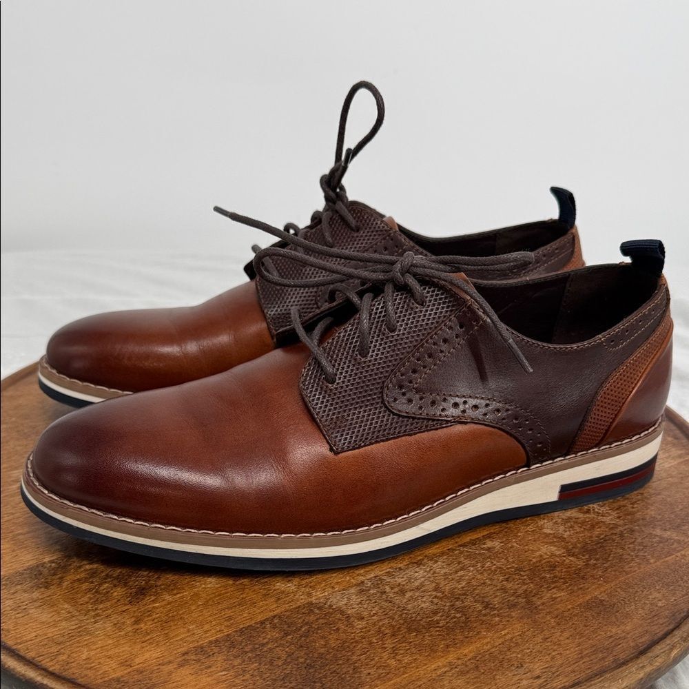 La Milano Shoes Mens 10M Dewey Brown Leather Dress Casual Oxford Lace Up